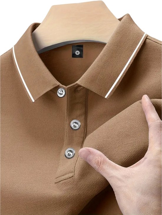 Livano Golf Shirt Heren - T-shirt - Golfkleding - Golfen - Golf Accessoires - Polo Shirt - Beige - Maat S van Merkloos — afbeelding 5