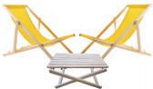 Set de 2 chaises de plage avec table en bois - Jaune