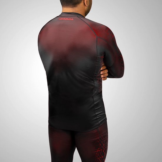 Rashguard à manches longues Geo Hayabusa - Zwart, Rouge - Taille S