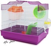 Mrs. Jones Hamsterkooi met voederbak drinkbak wiel speciaal huis willekeurige kleur 33 x 23 x 30 cm - hamster benodigdheden - hamsterkooi looprad - hamsterhuisje .
