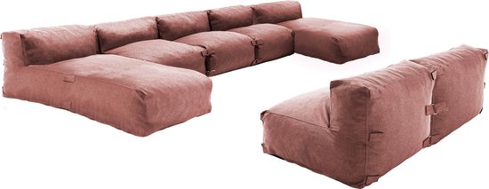 Oviala - Salon de jardin modulable 7 places avec 2 bains de soleil en terre cuite - Mixi