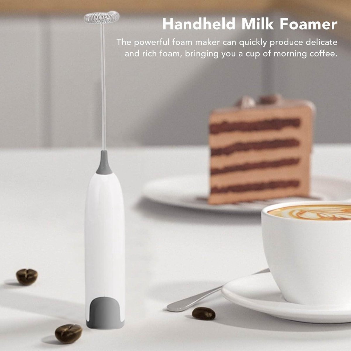 Handheld Elektrische Melkopschuimer - Koffie Roerstaaf Matcha Cappuccino Latte Mini Schuimmaker - Automatisch Drankenschuimer Warme Chocolademelk — cadeau in Kookcadeaus - foto 5