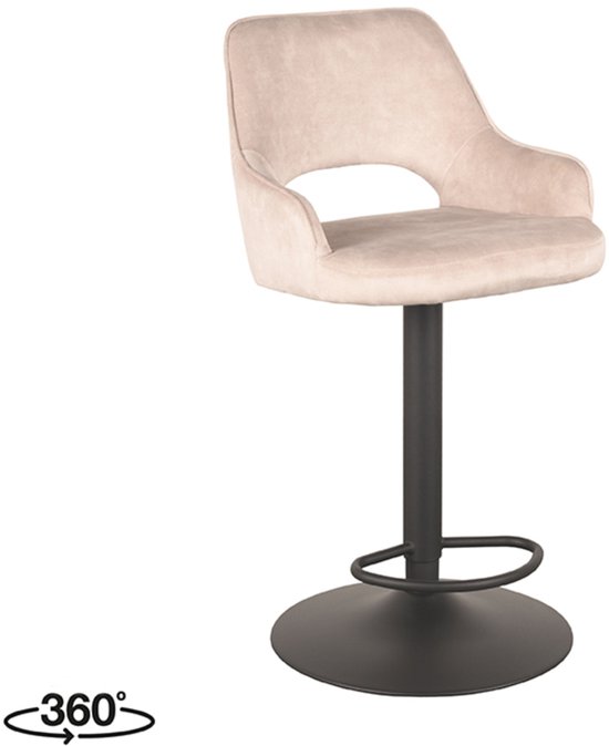 Tabouret de bar LABEL51 Fer - Naturel - Velours