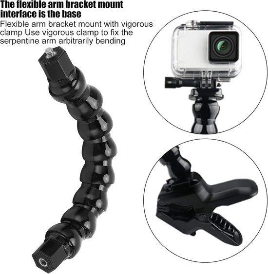 PATIKIL 40,6 cm zwanenhals, 2 stuks 1/4-20 vrouwelijk naar buitendraad, metalen universele slang, flexibele arm, zwanenhals, buisverlenghouder voor actiecamera, telefoon, microfoon, zwart