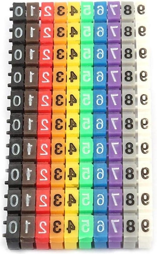 Drahtmarkierungen 100 Stück - Clip-on Kabelnummern Bunt 6mm Für Elektroinstallation