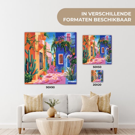 Tableau sur toile 50x50 cm - Décoration murale Jaune - Blauw - Oranje - Maison - Décoration murale murale salon - Décoration chambre - Accessoires chambre - Peintures sur toile