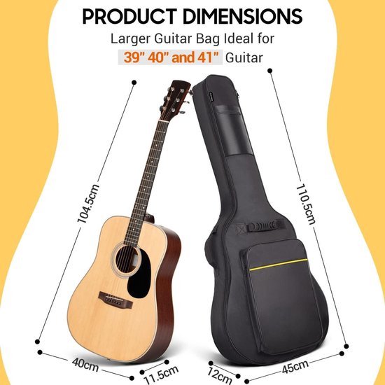Sac De Transport Rembourré Pour Guitare Acoustique Standard - Noir - Étanche Et Protecteur