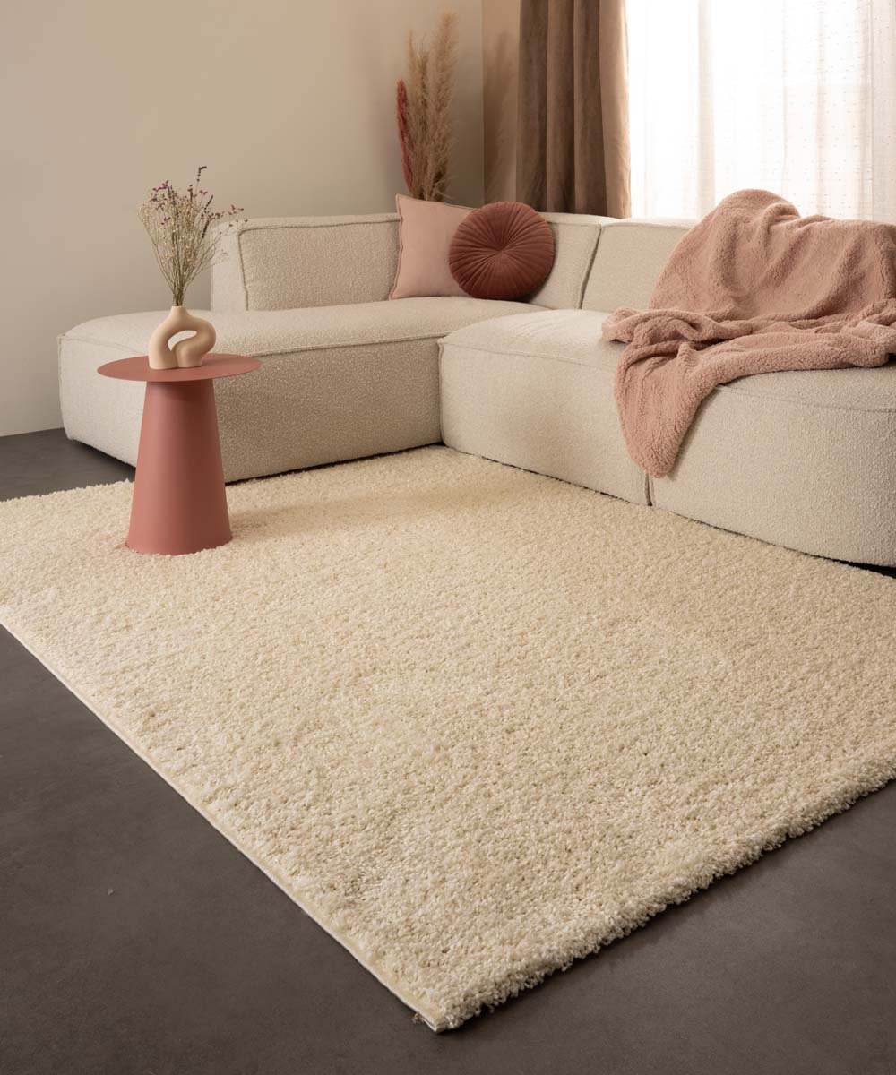 Hoogpolig vloerkleed shaggy Trend effen - crème 200x300 cm