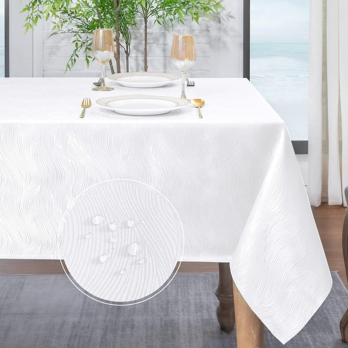 My Ninki ® Tafelkleed met Elegant Jacquardpatroon en Waterafstotende Eigenschappen voor Feestelijke Gelegenheden