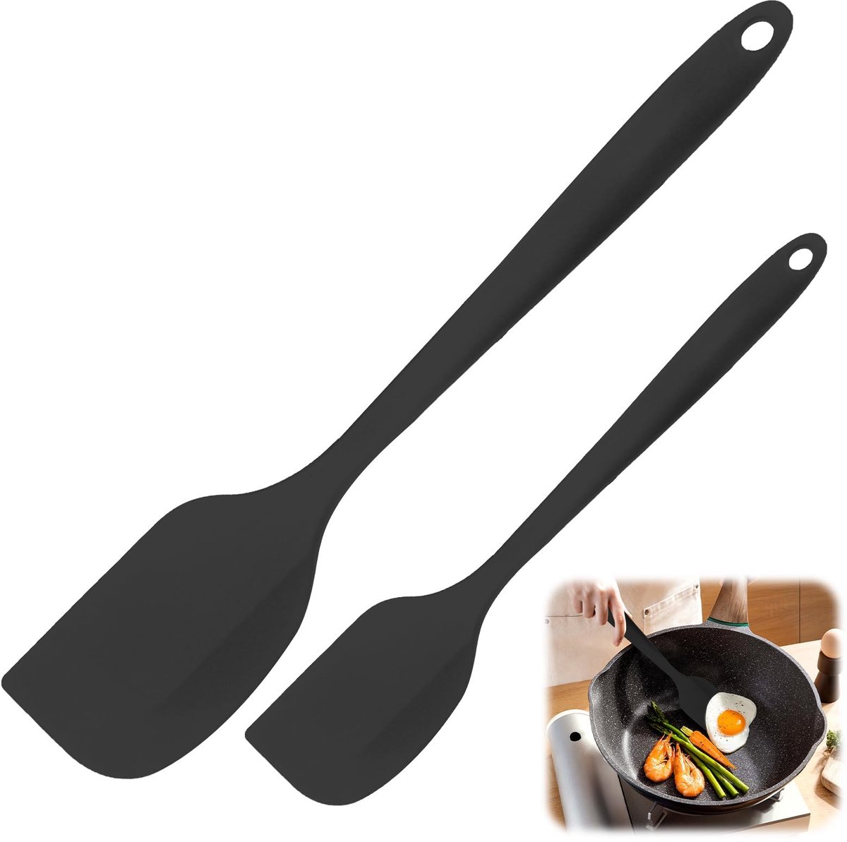 My Ninki ® Set van Twee Hittebestendige Flexibele Siliconen Deegschrapers voor Veelzijdig Keuken Gebruik