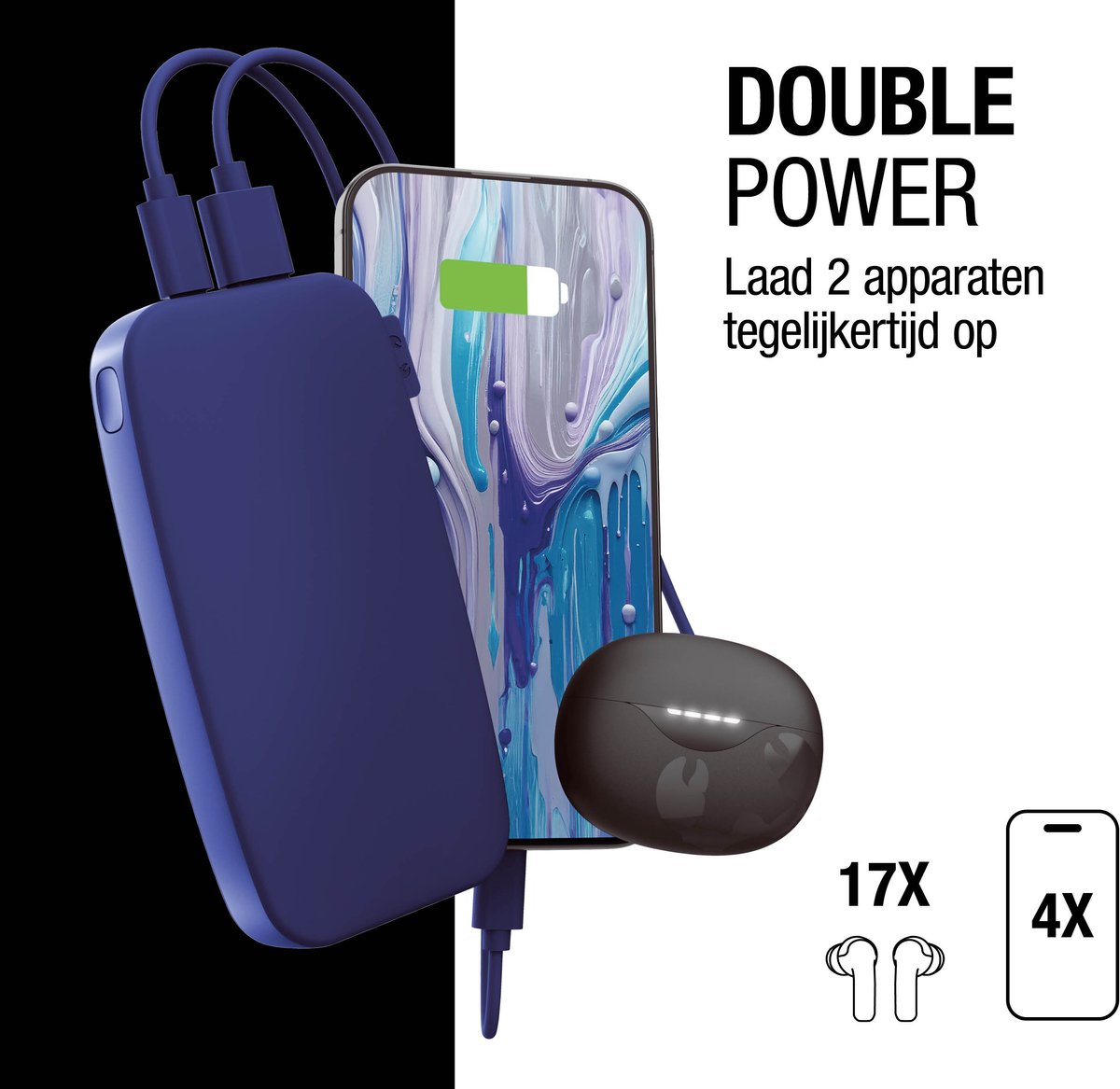 Fresh Powerbank 12000 mAh Ultra Snellader 20W PD True Blue - afbeelding 3