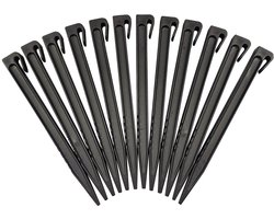 Recy-flex - Grondpennen voor Borderranden - 12 stuks - Kunststof palen voor Border- en Perkafscheiding - 26,5cm x 2,0cm x 1,5cm - Zwart