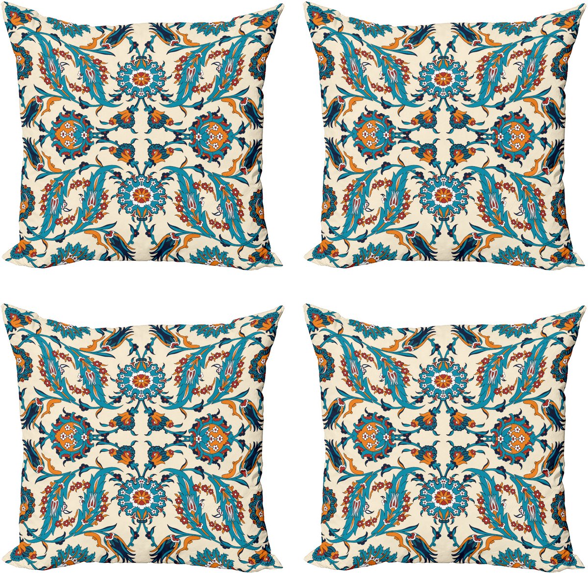 New Bed Oosters Antiek Boho Motief Print Decoratieve Sierkussenhoes Set van 4 voor Bank Slaapkamer Woonkamer, 51cm x 51cm Gedrukte Kussenhoes