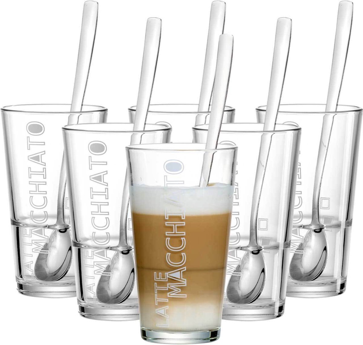 Latte Macchiato Gläser + Löffel Lena 350 ml Set van 6