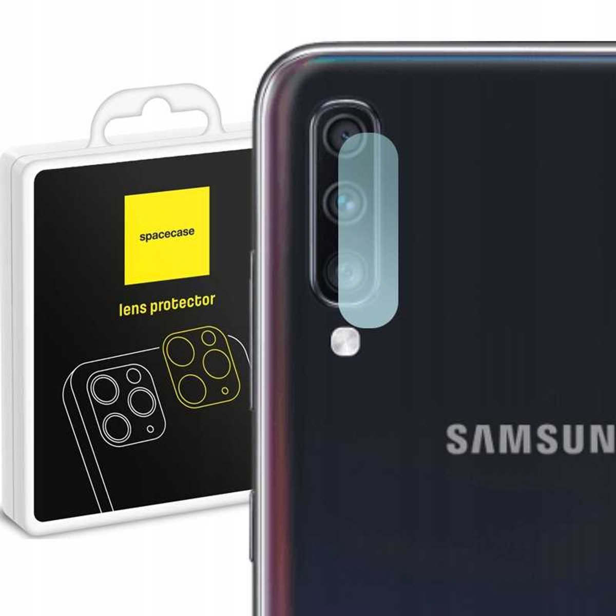Spacecase Gehard Glas Voor Samsung Galaxy A70 Lensbescherming
