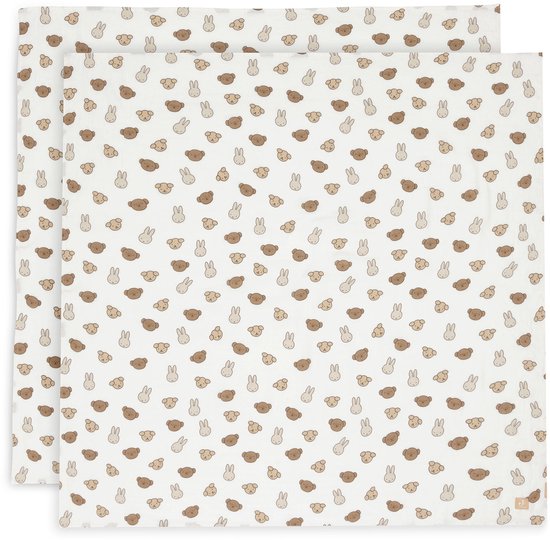 Jollein x Nijntje - Hydrofiele Doek Large 115x115cm - Inbakerdoek - Zacht Katoen - 2 Stuks - Miffy and Friends