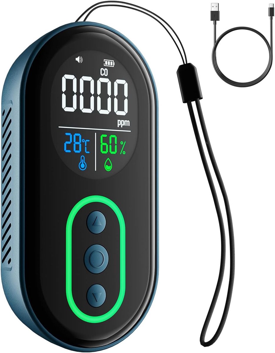 Draagbare Koolmonoxidemelder - Oplaadbare 3-in-1 CO-Detector voor Thuis en Op Reis