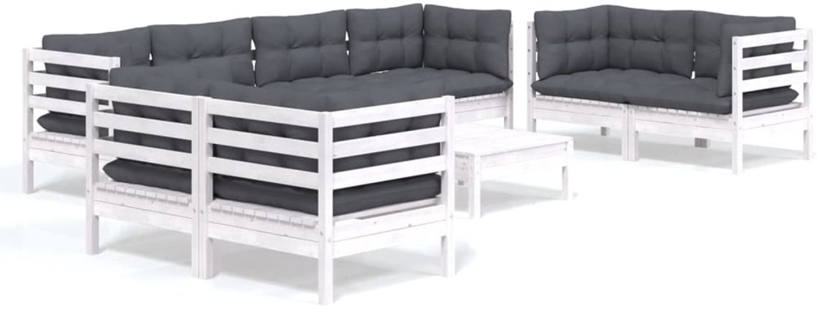 Massief grenenhouten loungeset met kussens - Buitendecoratie in natuurlijke tinten