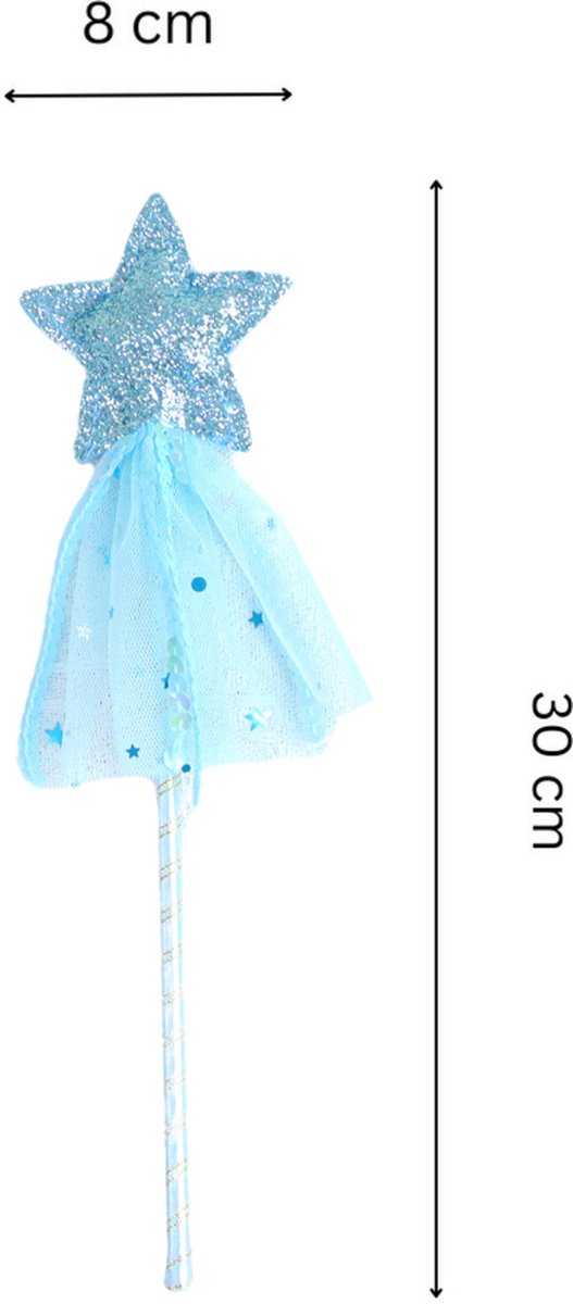 Joya Kids® Blauwe tutu met Vleugels en Staf | Tover fee Verkleedset voor Meisjes | Tutu verkleedkleding | Prinsessencape | Cape Set | Unicorn | Meisje Verkleedset | Carnvalskleding Halloween Meisjes | Met Staf, Vleugels en Tutu | Metallic Blauw — afbeelding 4