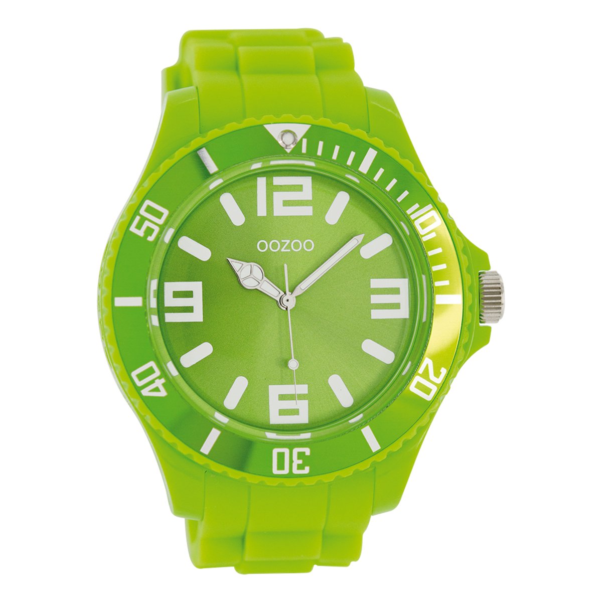 OOZOO Timepieces - Fluo groene horloge met fluo groene rubber band - C4167