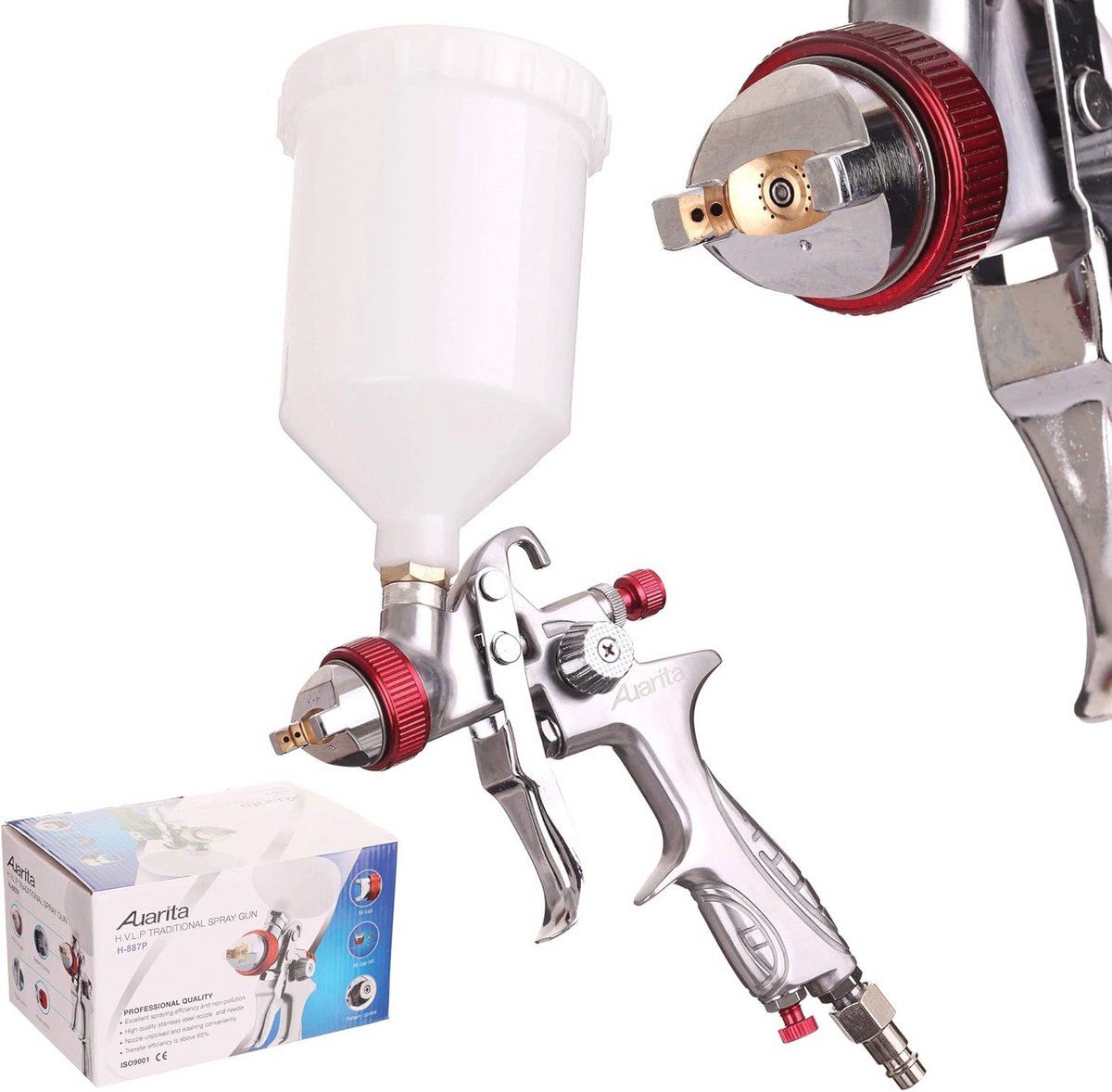 Efficiënt HVLP Spuitpistool met 2,5 mm Mondstuk voor Schilderen – 600 ml Capaciteit, Drie Aanpassingsmodi