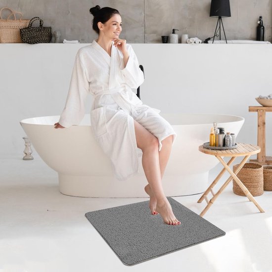 Tapis De Douche Antidérapant 53x53cm Gris - Tapis De Bain Lavable En Machine Avec Drainage Poreux