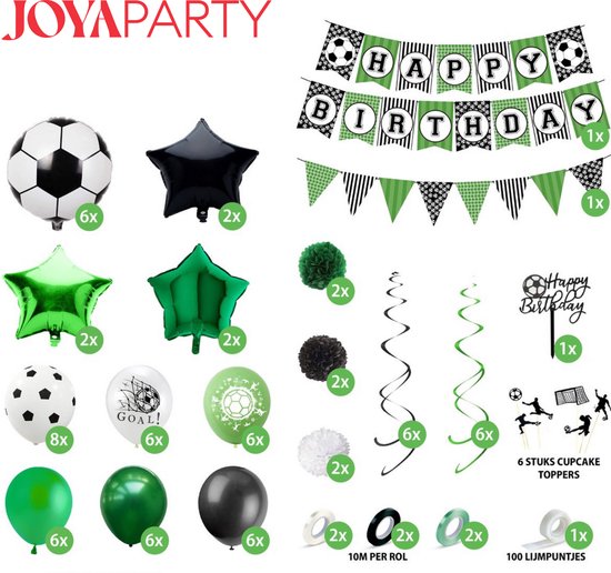 Joya Party® Voetbal Verjaardag Feestset | Decoratie Versiering | Jongens & Meisjes Kinderfeestje Verjaardag | Kinderverjaardag