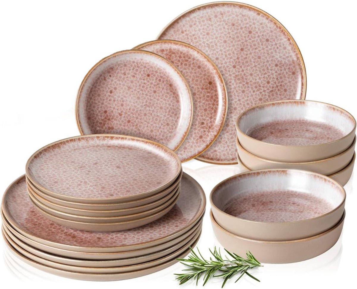 VELTRR® Serviesset 6 Persoons - Serviessets - Bordenset - Chique Bordenset - Porselein
