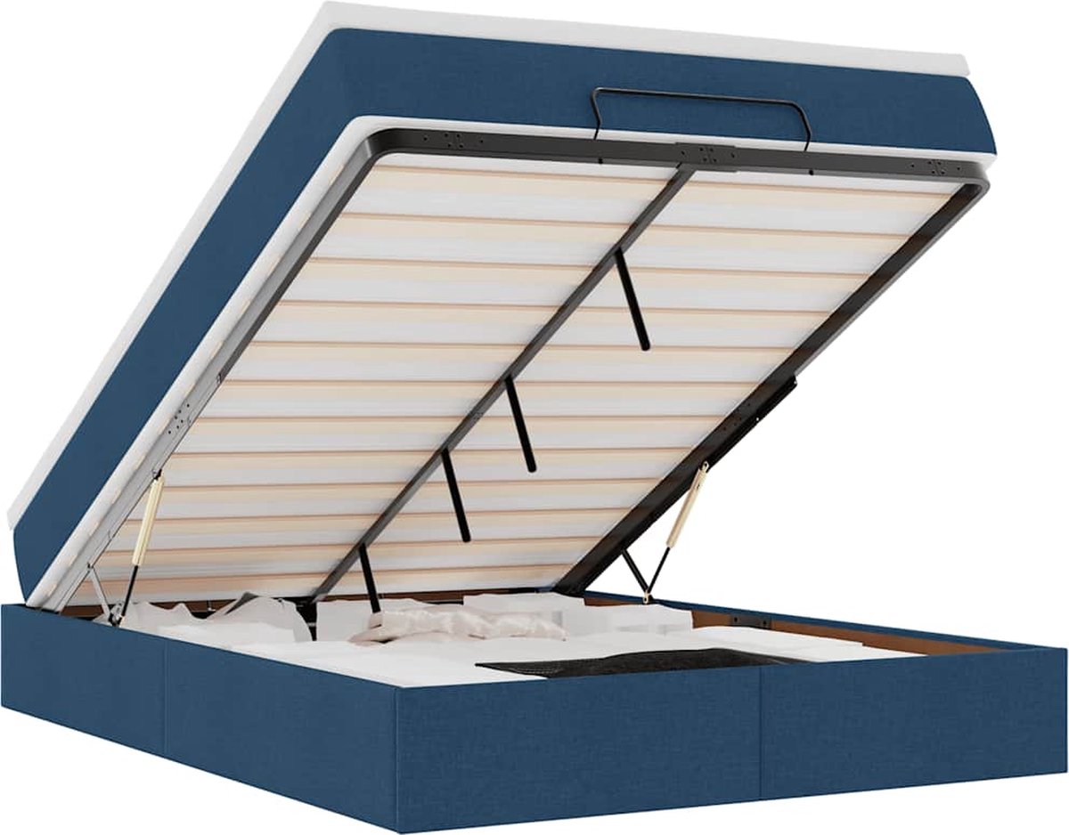 vidaXL - Ottoman - bed - met - matras - 140x190cm - stof - blauw