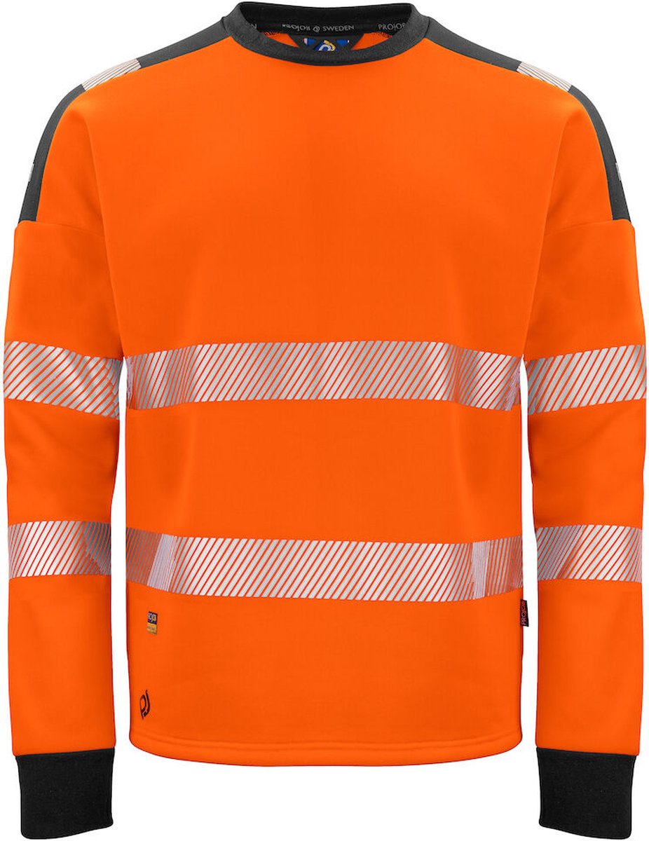 ProJob 6108 SIGNALISATIESWEATER RONDE HALS EN ISO 20471 KLASSE 3 646108 - Oranje/Zwart - XXL
