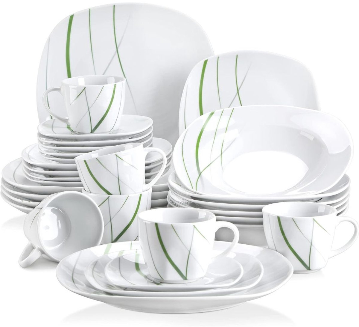 Zylo® Serviesset 30 Delig - 6 Persoons - Compleet Servies - Porselein - 50x30x29cm - Wit