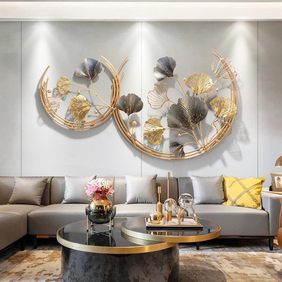 Asaam 3D creatieve ijzeren -Wandsculptuur decoratie- Metalen wandsamenstelling- ijzeren wandsculpturen -Metalen afbeelding