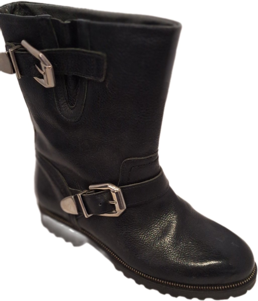 SF-MOTORBIKE-LEER-2 RIEMPJES MET GESP-BLACK-36