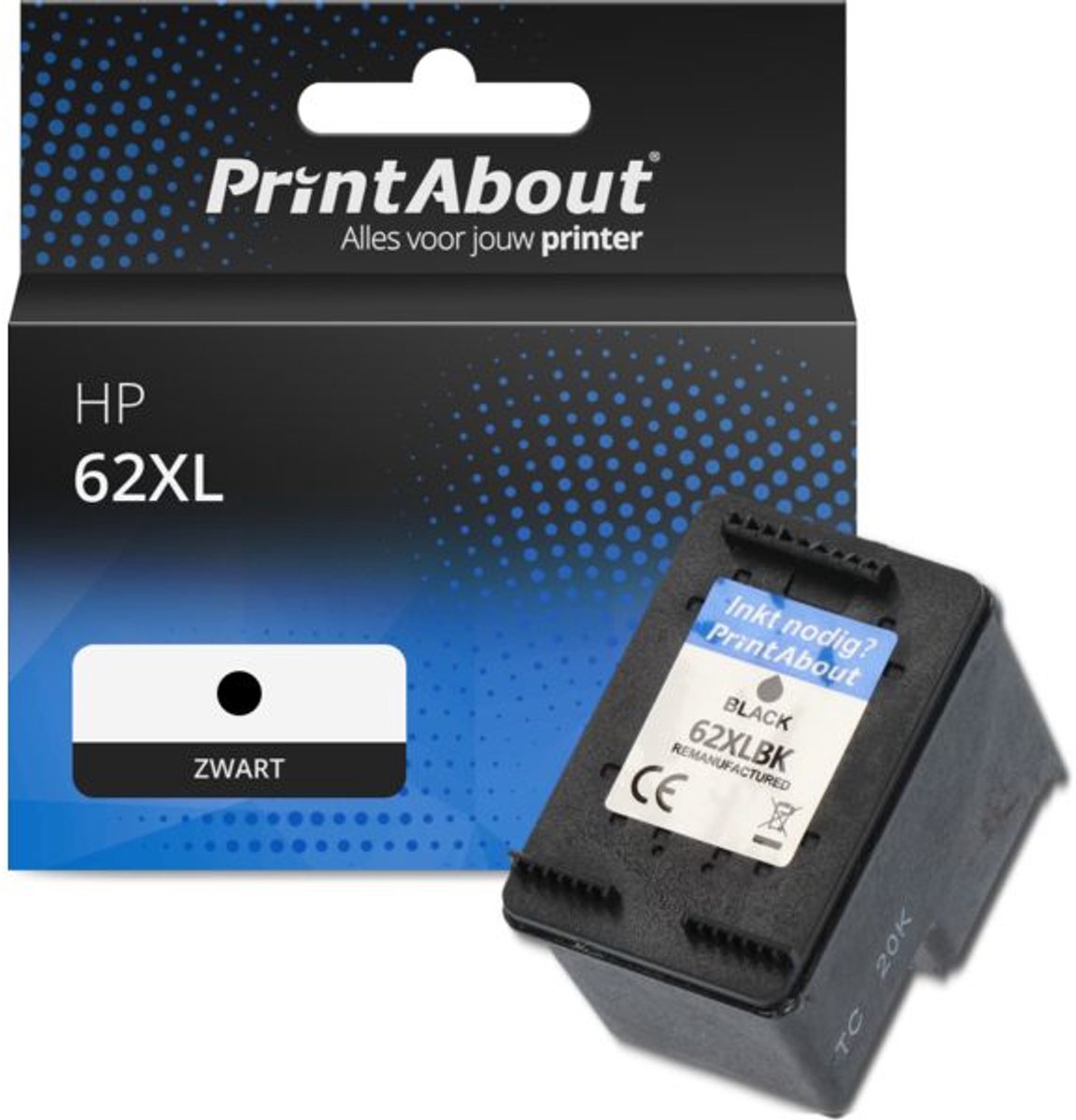 Huismerk HP 62XL (C2P05AE) Inktcartridge Zwart Hoge capaciteit