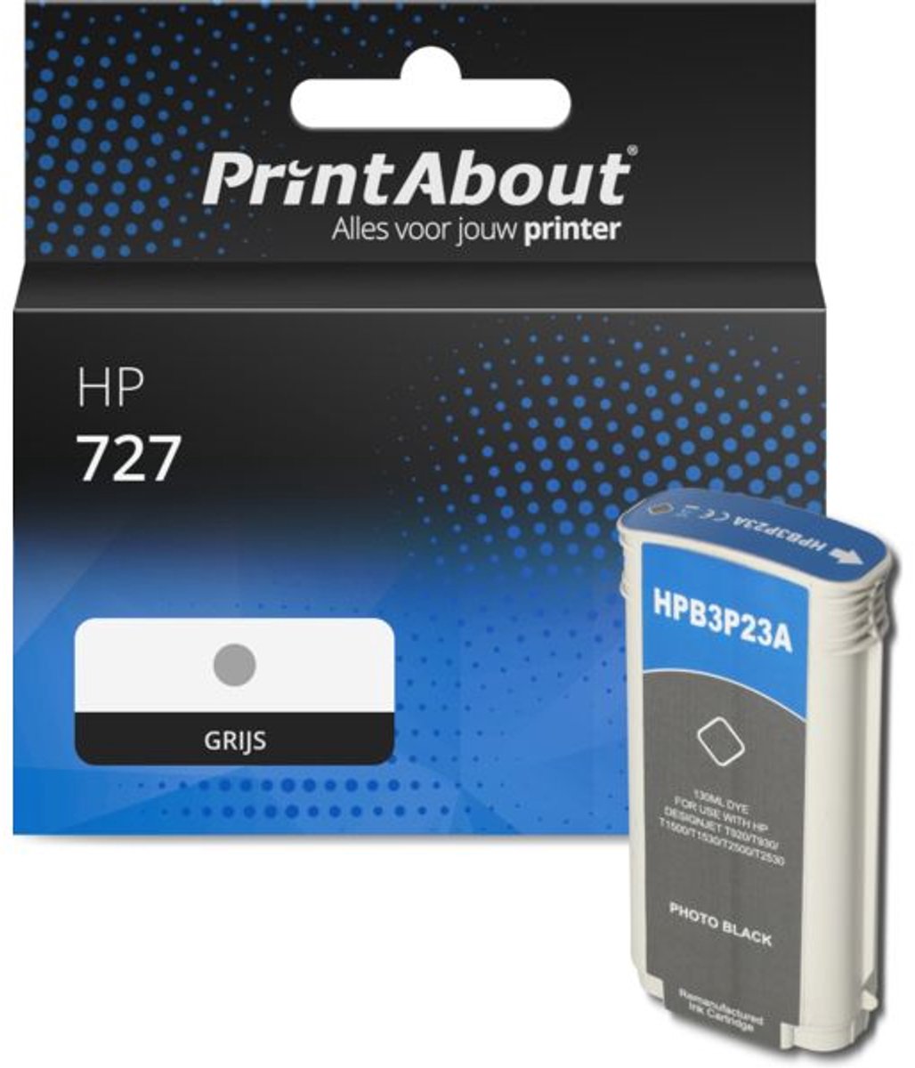 PrintAbout Huismerk HP B3P24A (727) Inktcartridge Grijs Hoge capaciteit
