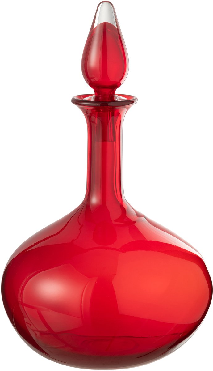 J-Line vaas + stop Fles - glas - rood - Ø 26.5 cm Multi