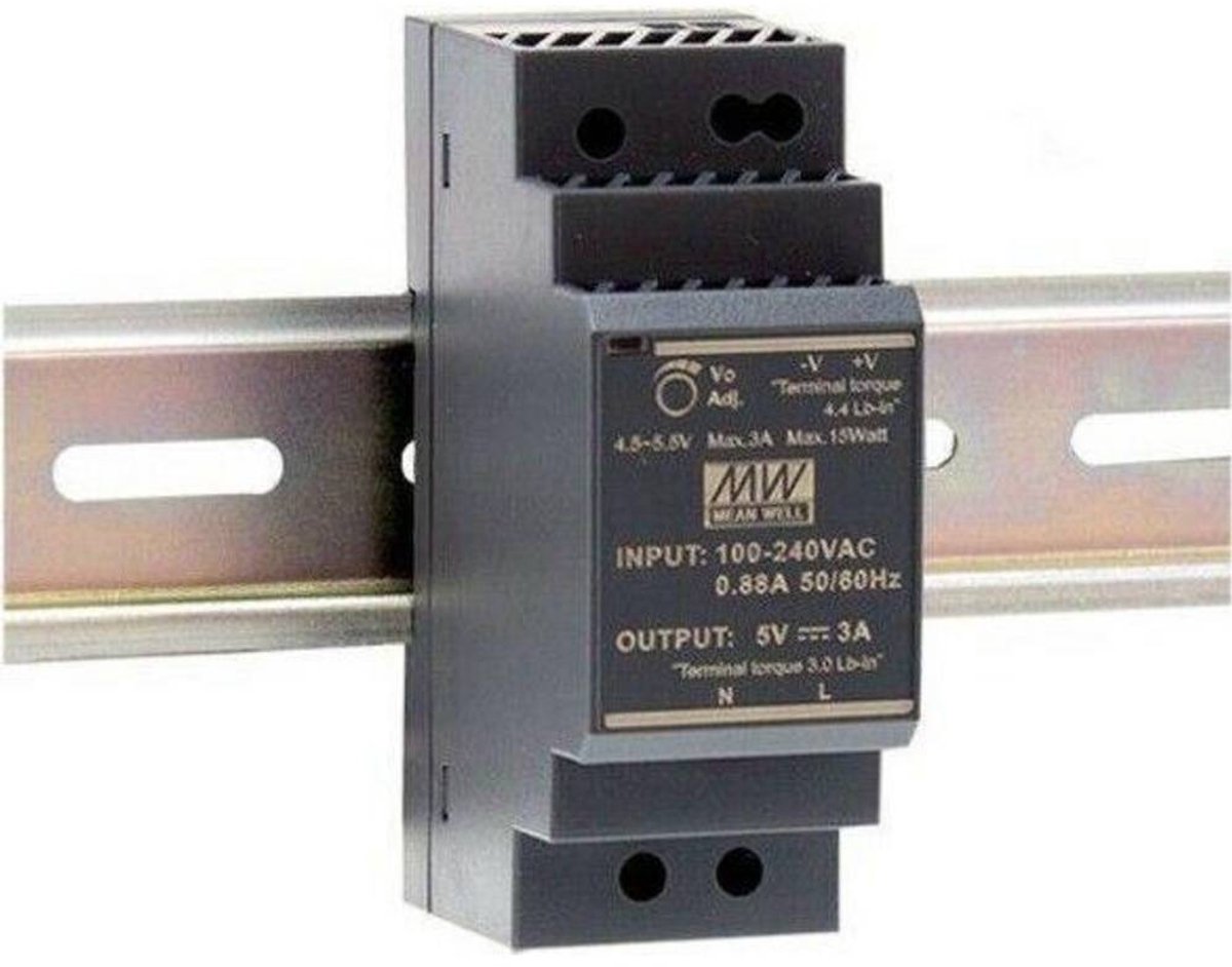Mean Well HDR-30-5 DIN-rail netvoeding 5 V/DC 3 A 15 W Aantal uitgangen: 1 x Inhoud: 1 stuk(s)