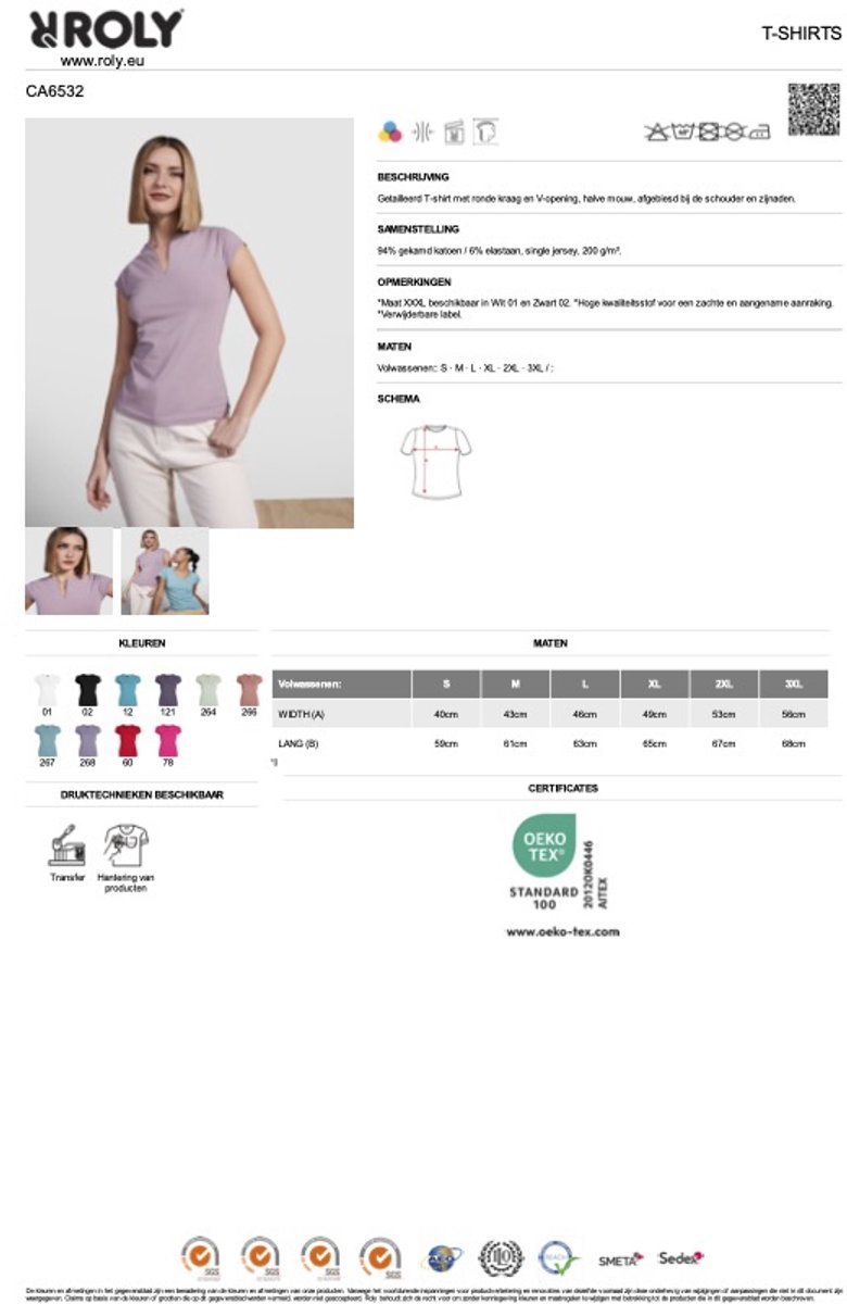 Roly Women´s Belice T-Shirt RY6532 - Rosette 78 - S