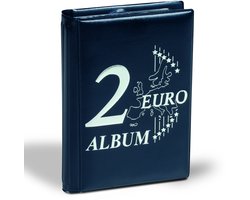 Zakformaat, Album (gebonden) voor 2 Euromunten (48 st.) 6 bladen - Blauw/zilver - afm: 120 x 165 x 30 mm.