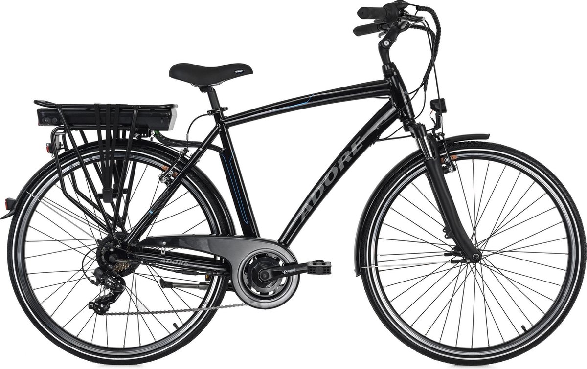 ADORE Versailles 28" E-Bike – Alu City Herren Pedelec, zwart, 250 Watt, Li-Ion 36V/10,4Ah, 7 versnellingen – foto 3