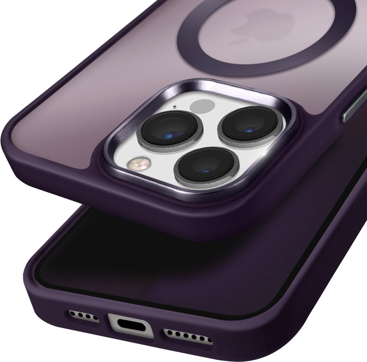 Avizar Hoesje MagSafe Geschikt voor Apple iPhone 13 Pro Matte achterkant Frosted, Paars