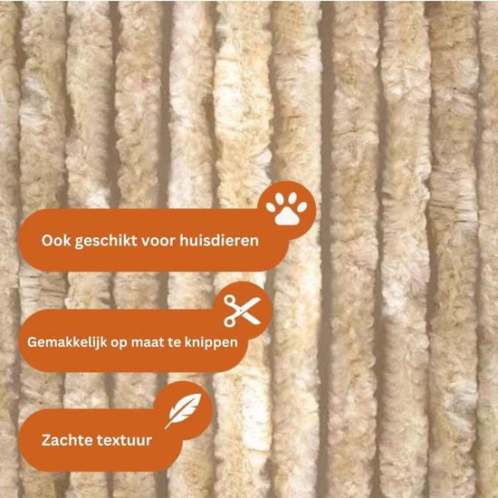 ApexArte® Vliegengordijn Kattenstaart - Deurgordijn - Hordeur - Beige — afbeelding 2