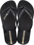 Zwarte Ipanema teenslippers met glitterband en goudkleurig logo.