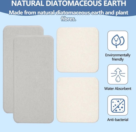 Waterabsorberende stenen bak voor gootsteen - Antislip Sneldrogende Diatomeeënsteen Dienblad,Waterdrogende zeep Saver Dish Tandenborstel Drink Coaster Set voor badkamer en keuken Delr