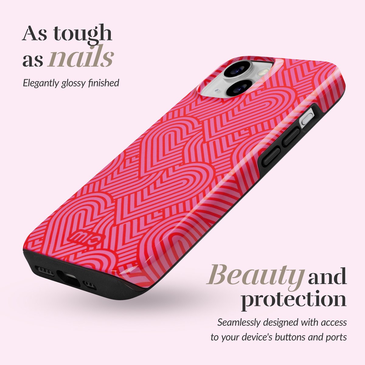 Mio by Mobilize Hoesje geschikt voor Apple iPhone SE (2020) MagSafe Telefoonhoesje Hardcase | Mio by Mobilize Backcover | Geschikt voor MagSafe | Geschikt voor Draadloos Opladen met Magnetische Ring | Geschikt voor MagSafe Case - Wild Hearts | Roze