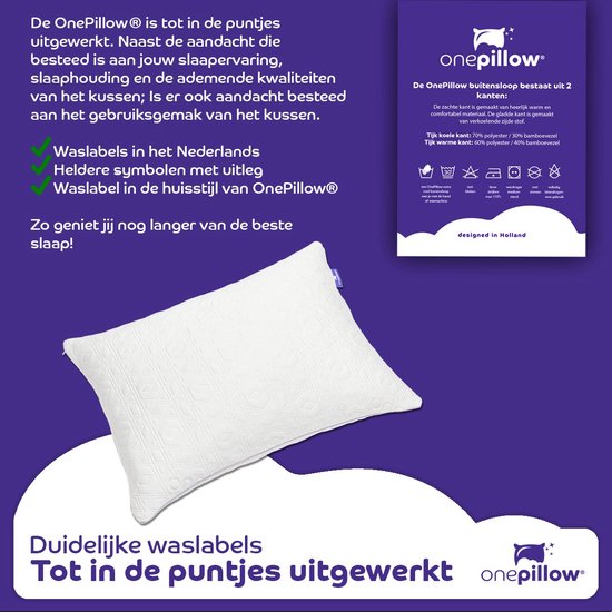 OnePillow® hoofdkussen – 60 dagen proefslapen - voor iedere slaaphouding – 2 hoezen – afstelbaar – tegen nekklachten – verkoelend – traagschuim - 2025 versie