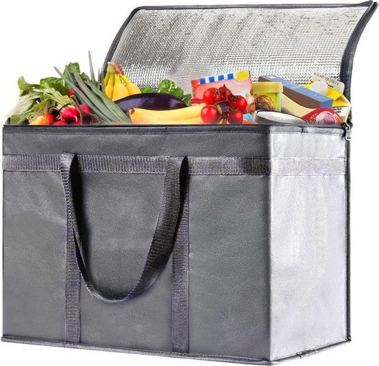 Geïsoleerde voedseldragerdoos 60L grote capaciteit opvouwbare thermische isolatiedoos voor buiten kamperen picknick (zwart