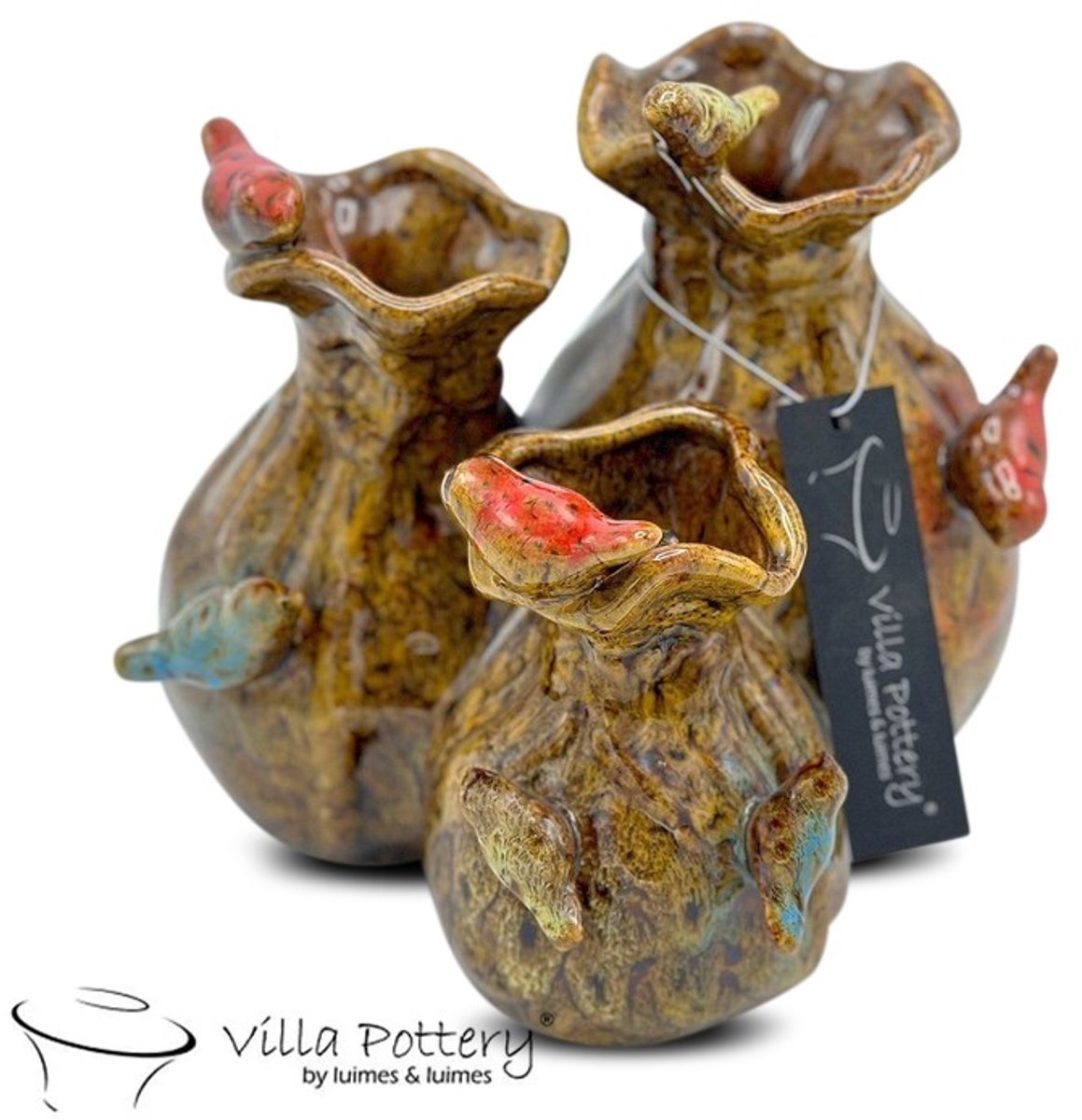 Villa Pottery Gele Vaas Santiago 18x16 Hoog rood