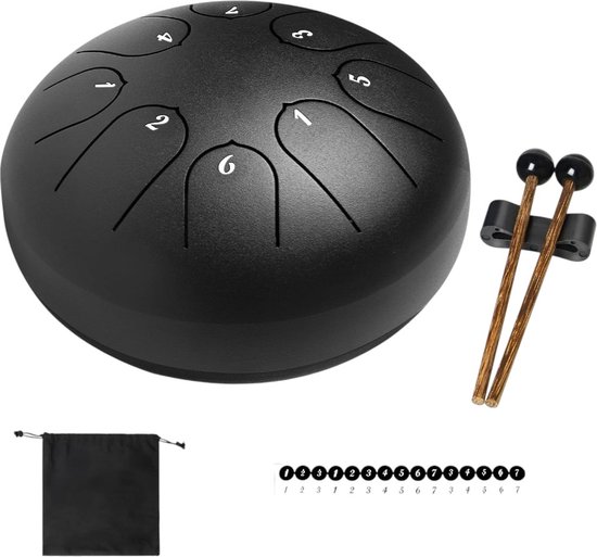 Tambour De Pluie (handpan) Miniature 3 Pouces (8 Cm) - 6 Notes, En Acier Titane - Instrument De Méditation, Relaxation, Cadeau - Couleurs Variées - 10