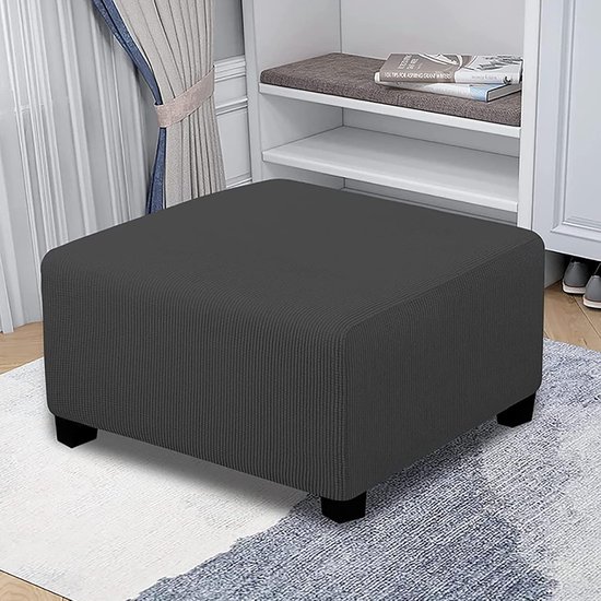 Ottomaanse Hoes Vierkante, Stretch Jacquard Voetenbank Meubelbeschermer Elastische Kussenovertrekken Stofdicht Verwijderbare Wasbare Voetsteun Poef Covers Color A28 Size 70x 1919385116